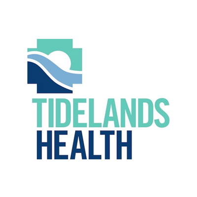 White circle with Tidelands Health logo in the center