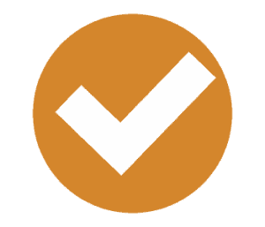 Orange circle with white checkmark in the center