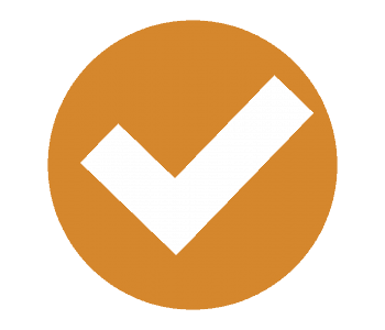 checklist Orange circle with white checkmark in the center