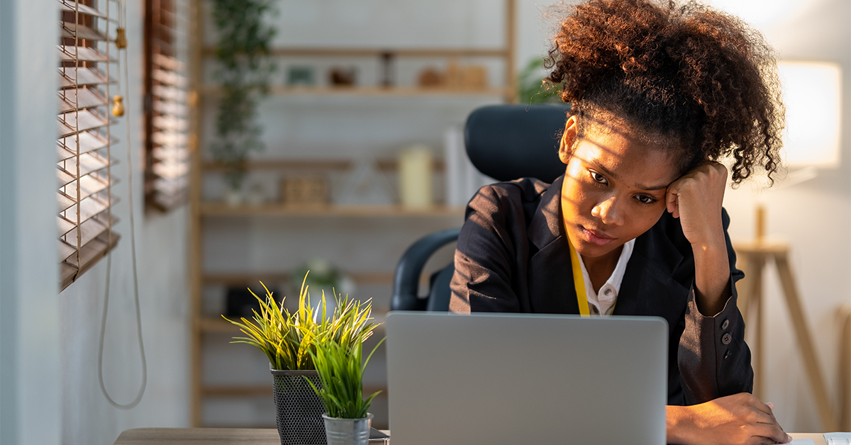 Disengaged employee at desk