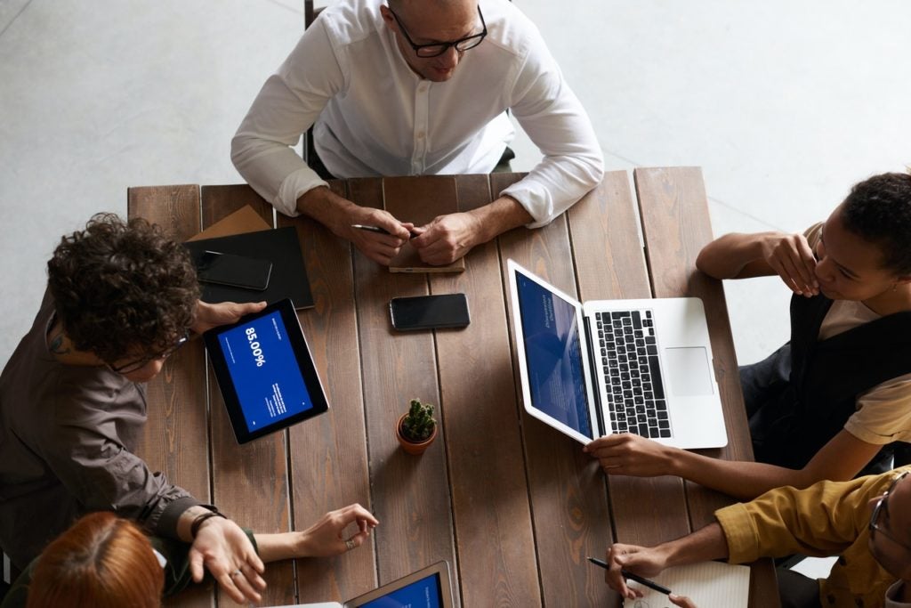 team working at a table