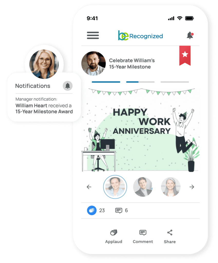 Notifications: 15-Year Milestone Award + Happy Work Anniversary
