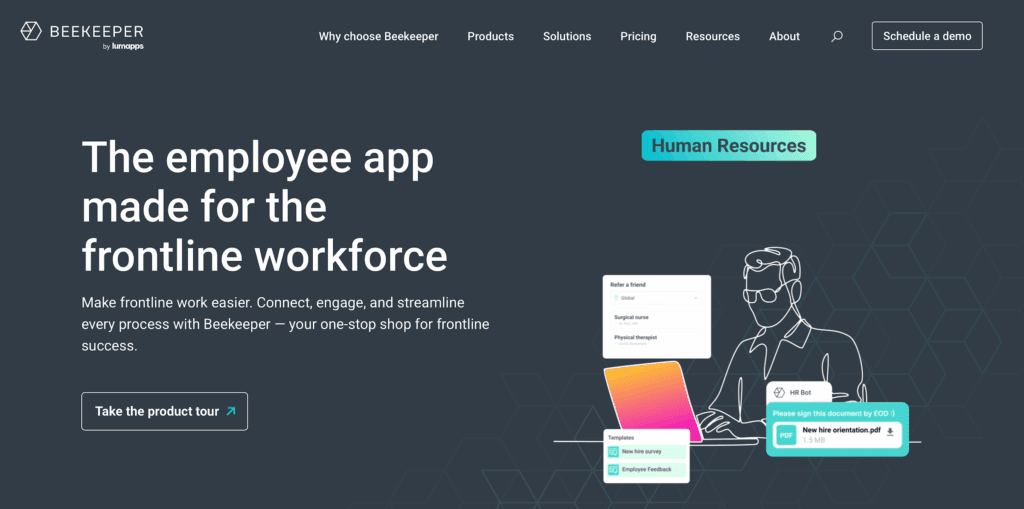 Beekeeper homepage: The employee app made for the frontline workforce