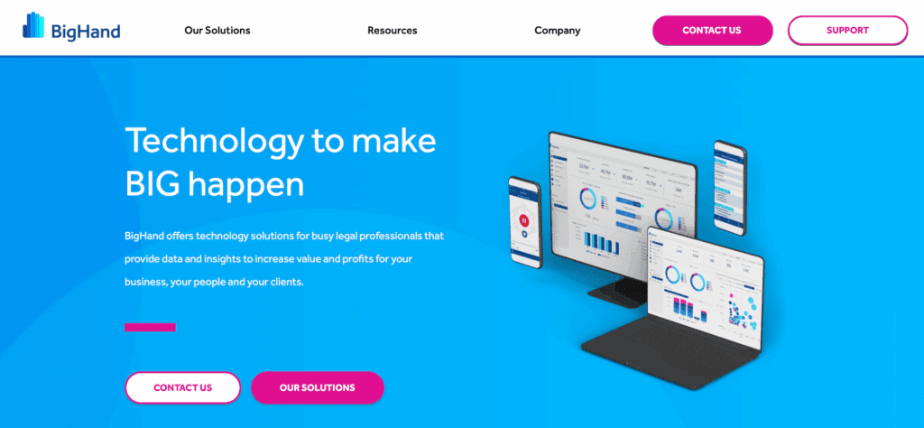 BigHand homepage: Technology to make BIG happen