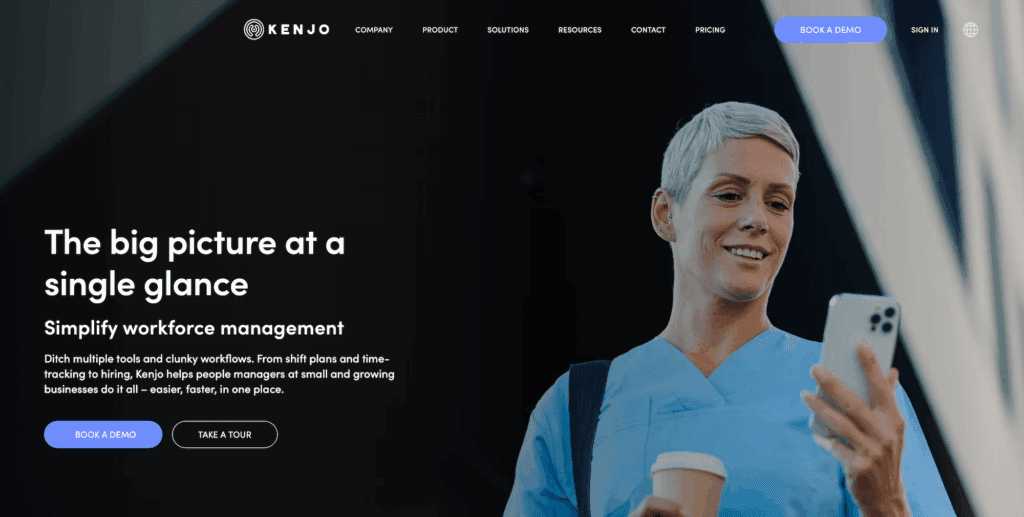 Kenjo homepage: The big picture at a single glance