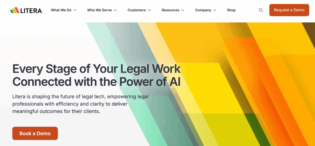 Litera homepage: Every Stage of Your Legal Work Connected with the Power of AI