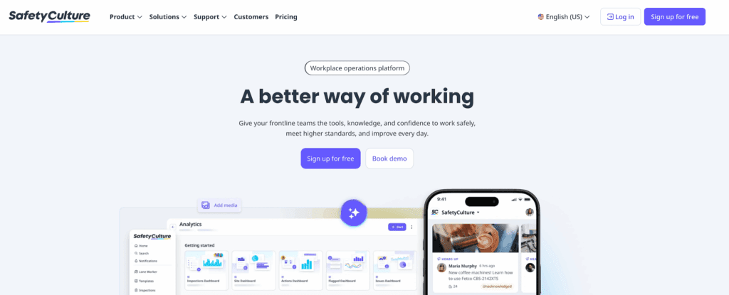 SafetyCulture homepage: A better way of working