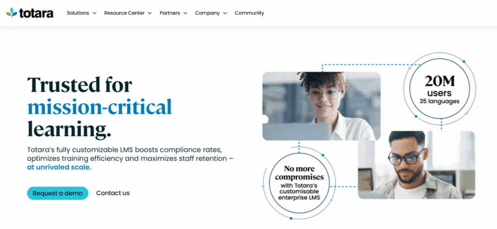 Totara homepage: Trusted for mission-critical learning.