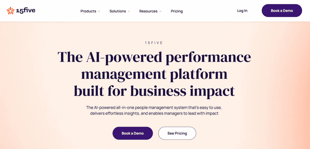15Five homepage: The AI-powered performance management platform for business impact