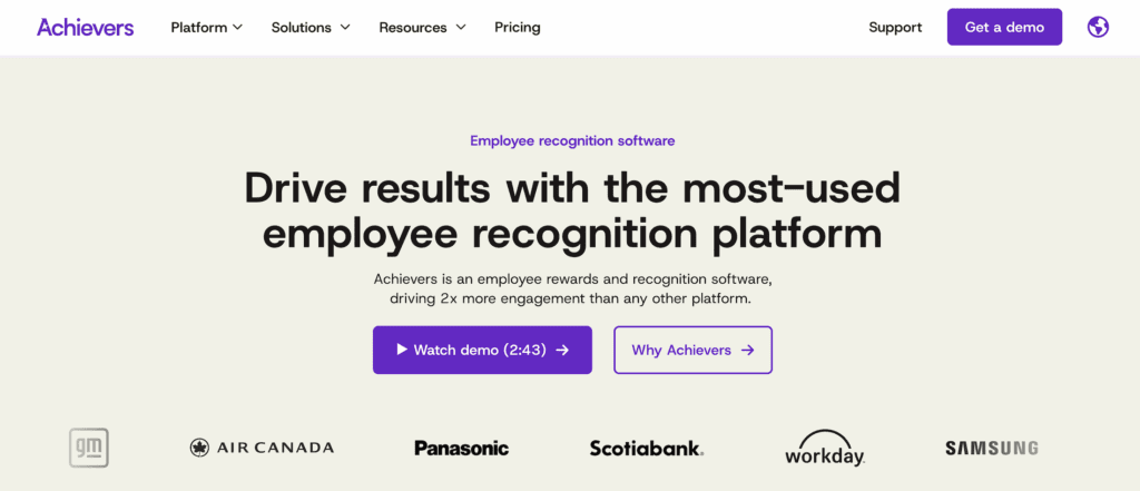 Achievers homepage: Drive results with the most-used employee recognition platform