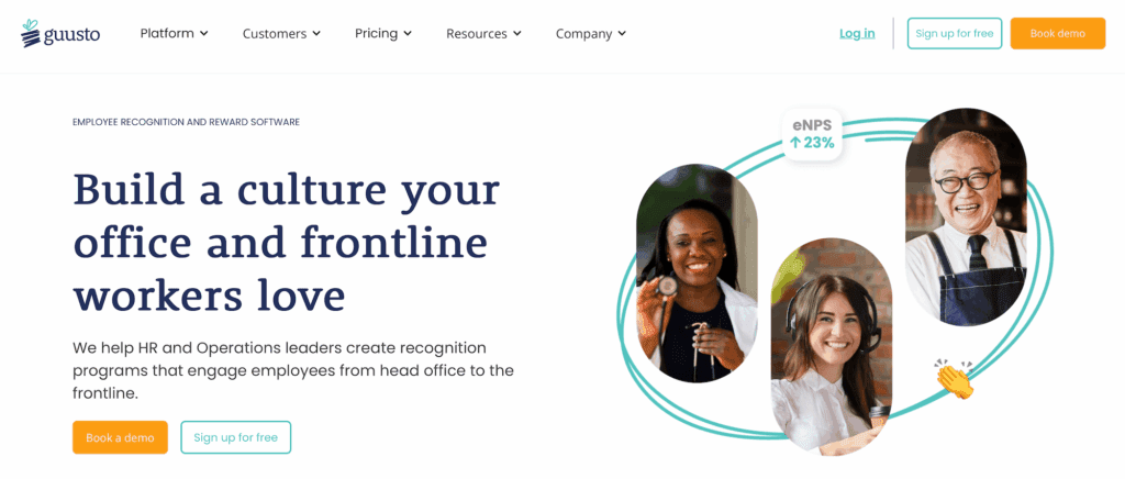 Guusto homepage: Build a culture your office and frontline workers love