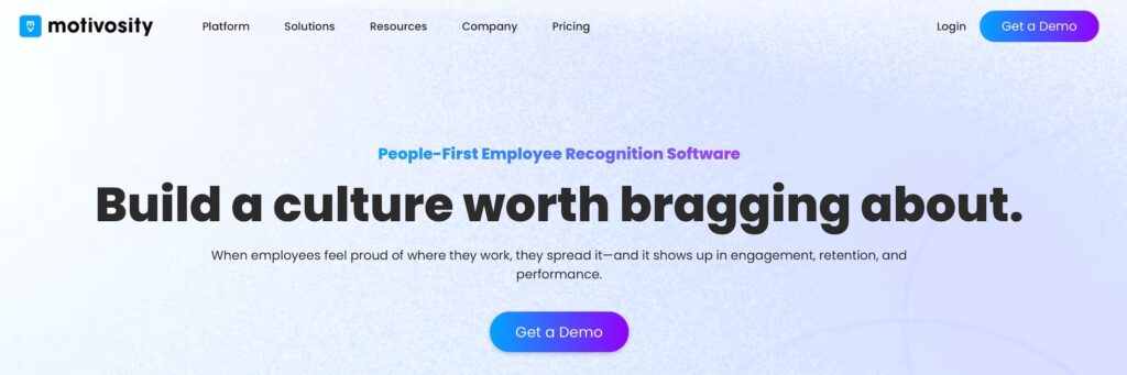 Motivosity homepage: Build a culture worth bragging about