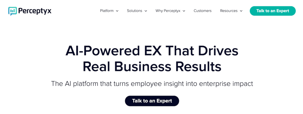 Perceptyx homepage: AI-Powered EX That Drives Real Business Results