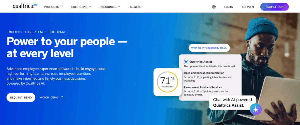 Qualtrics EmployeeXM homepage: Power to your people, at every level