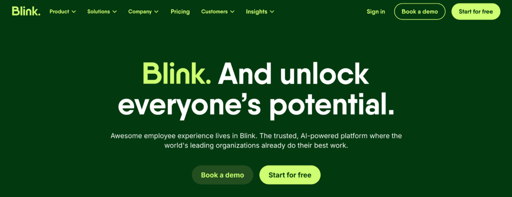 Blink homepage: Blink. And unlock everyone's potential.
