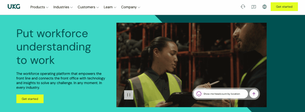 UKG homepage: Put workforce understanding to work