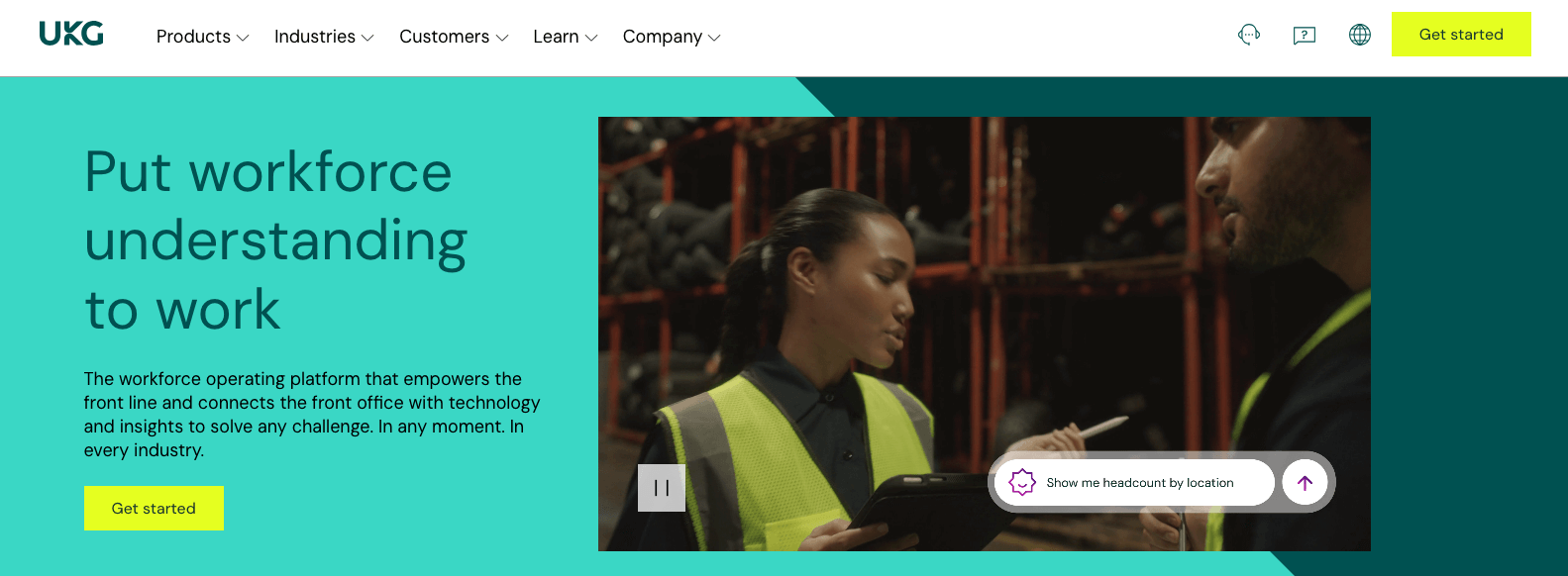 UKG homepage: Put workforce understanding to work