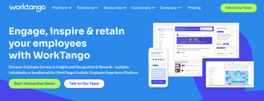 WorkTango homepage: Engage, inspire & retain your employees with WorkTango
