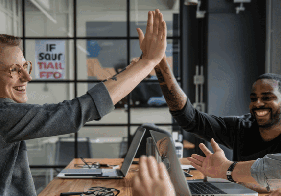 young-employees-high-five